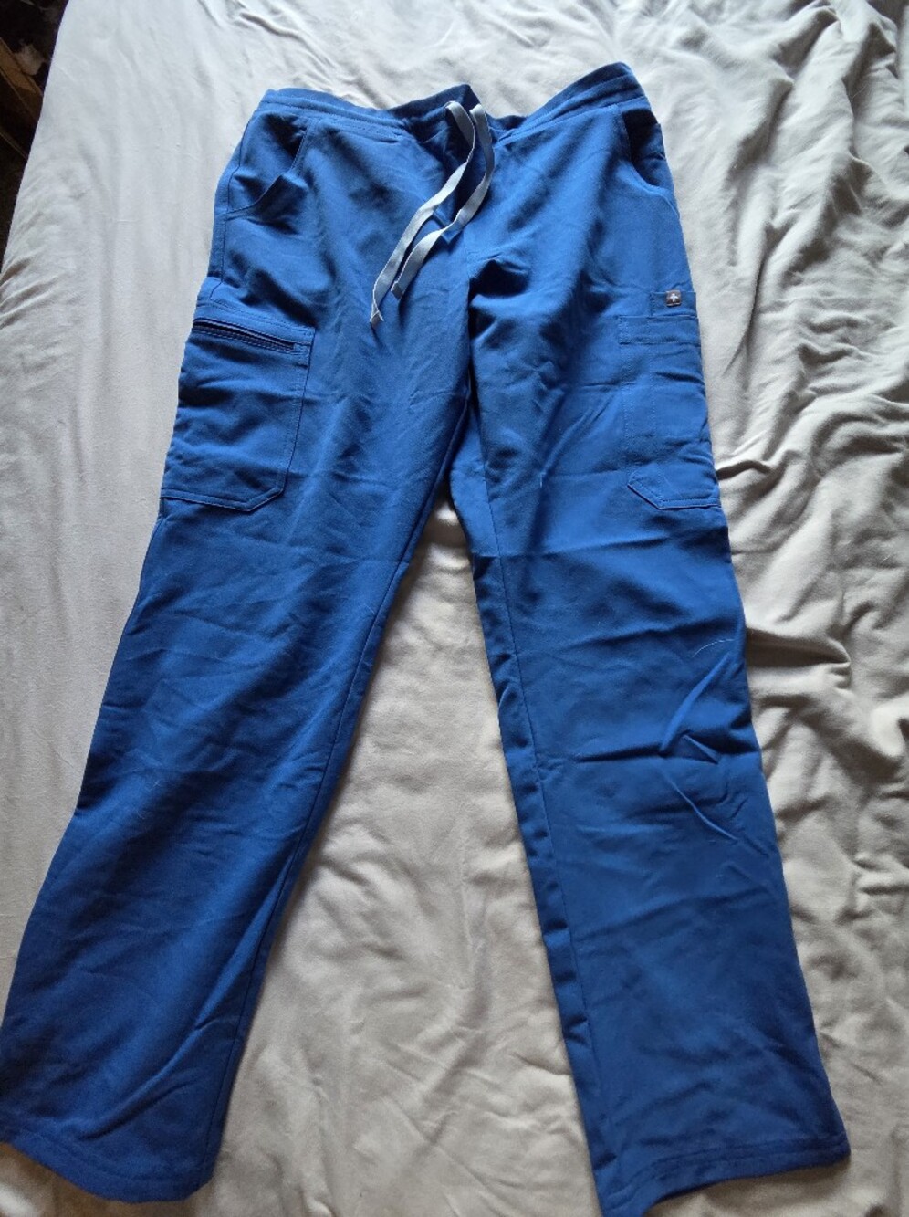 Figs Women's Royal Blue Petite Scub Pants With Cinched Back Waistband